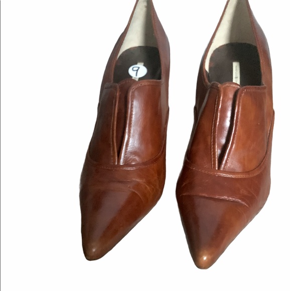 Max Studio Quasi Vintage Brown Leather Heels 9M - Picture 2 of 13